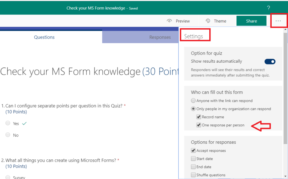 Conduct Online Exam Using Microsoft Forms